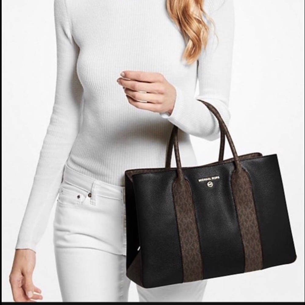 MICHAEL KORS Austin Large Leather Gold-Tone Hardware Top Handles Tote Bag NWT